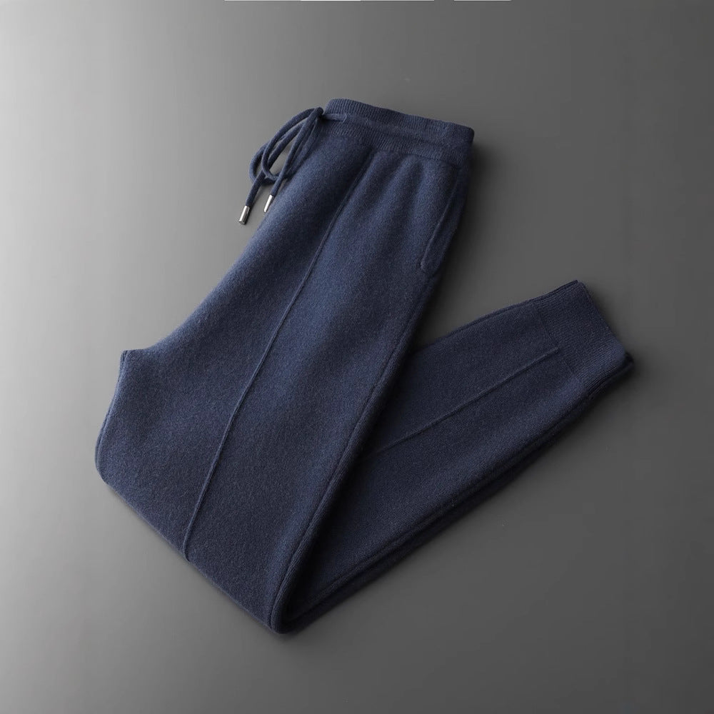Jonathan | Mens Wool Knit Sweatpants Tapered Joggers Elastic Waist Lounge Pants