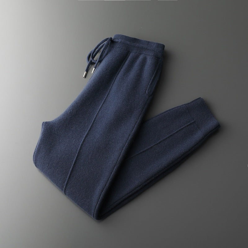 Jonathan | Mens Wool Knit Sweatpants Tapered Joggers Elastic Waist Lounge Pants