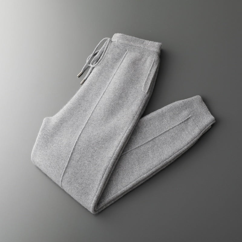 Jonathan | Mens Wool Knit Sweatpants Tapered Joggers Elastic Waist Lounge Pants