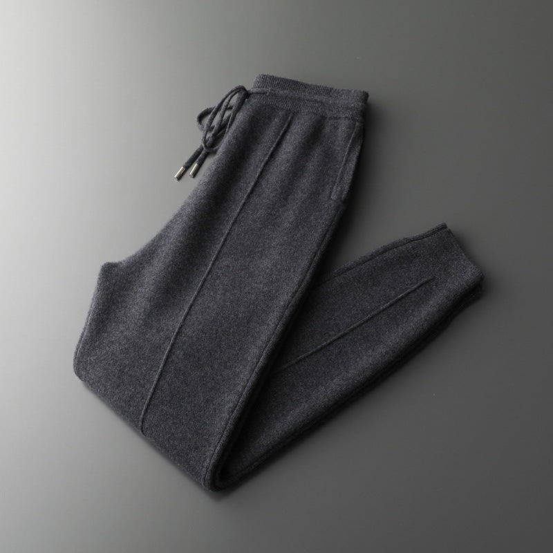 Jonathan | Mens Wool Knit Sweatpants Tapered Joggers Elastic Waist Lounge Pants