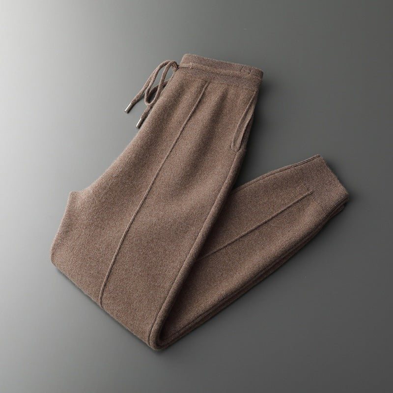Jonathan | Mens Wool Knit Sweatpants Tapered Joggers Elastic Waist Lounge Pants