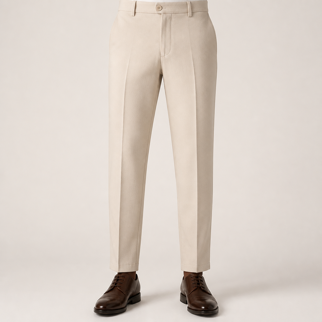 Joseph | Mens Slim Fit Straight Leg High Waisted Smart Casual Dress Pants, Apricot