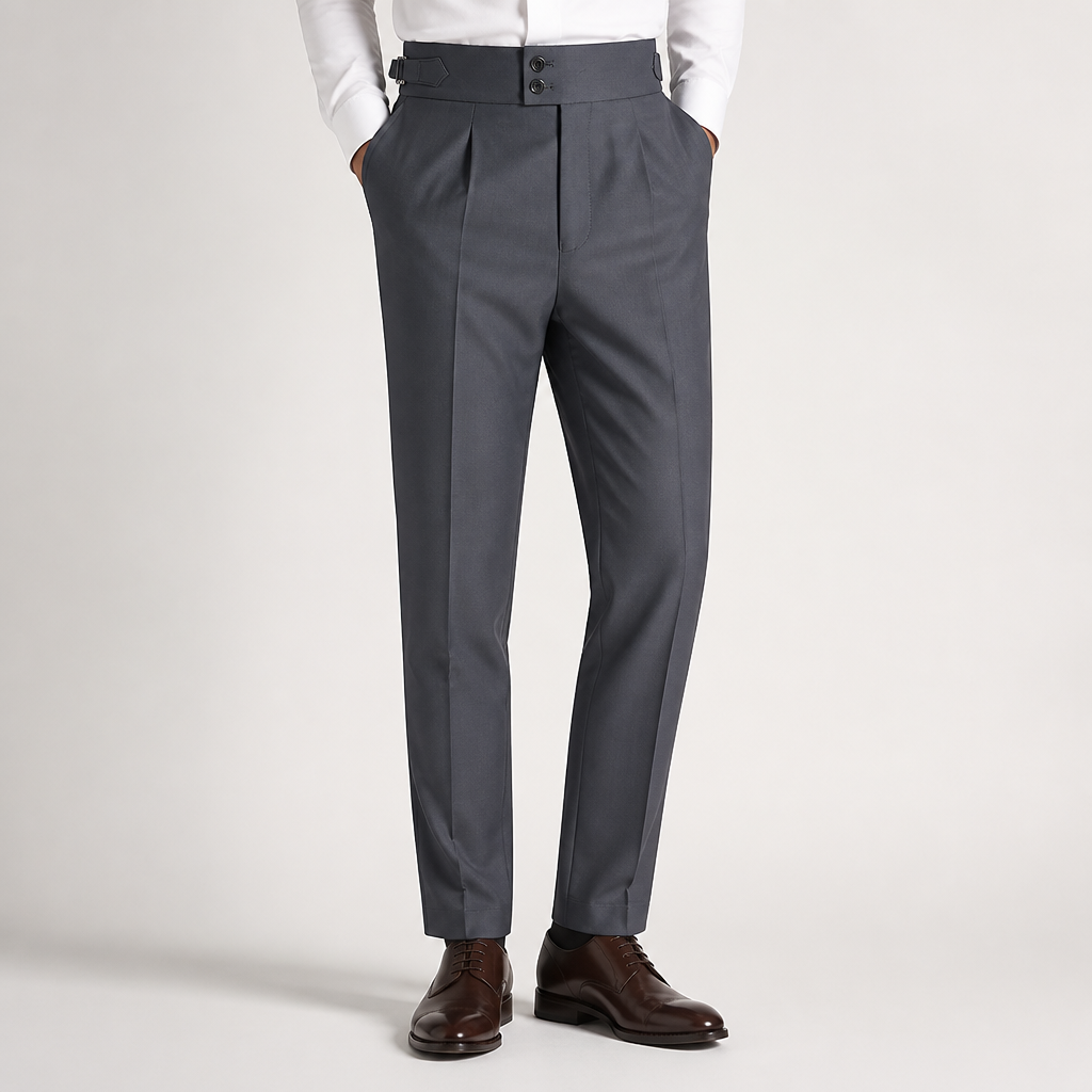 Joseph | Mens Slim Fit Straight Leg High Waisted Smart Casual Dress Pants, Dark Gray