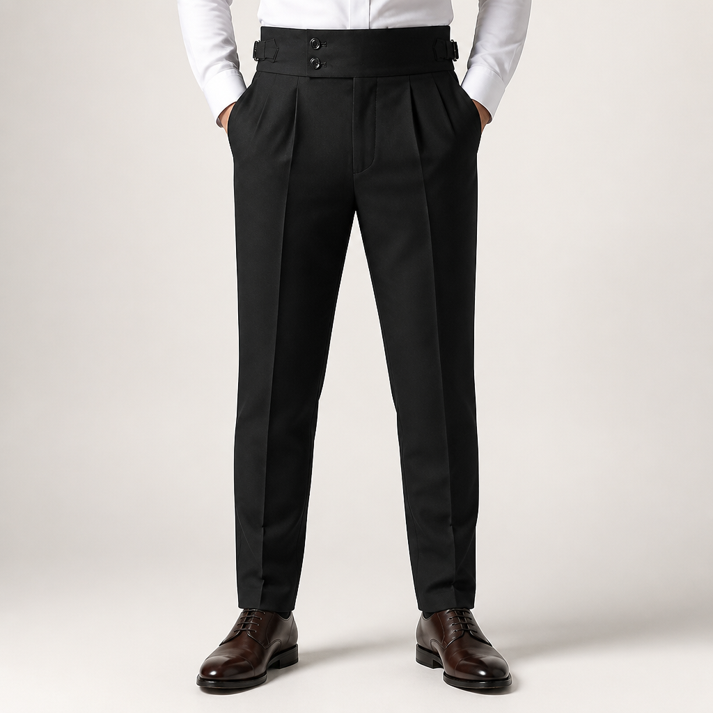 Joseph | Mens Slim Fit Straight Leg High Waisted Smart Casual Dress Pants, Black