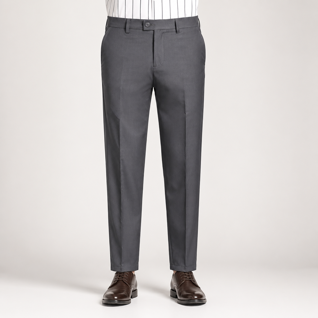 Joseph | Mens Slim Fit Straight Leg High Waisted Smart Casual Dress Pants, Dark Gray 2