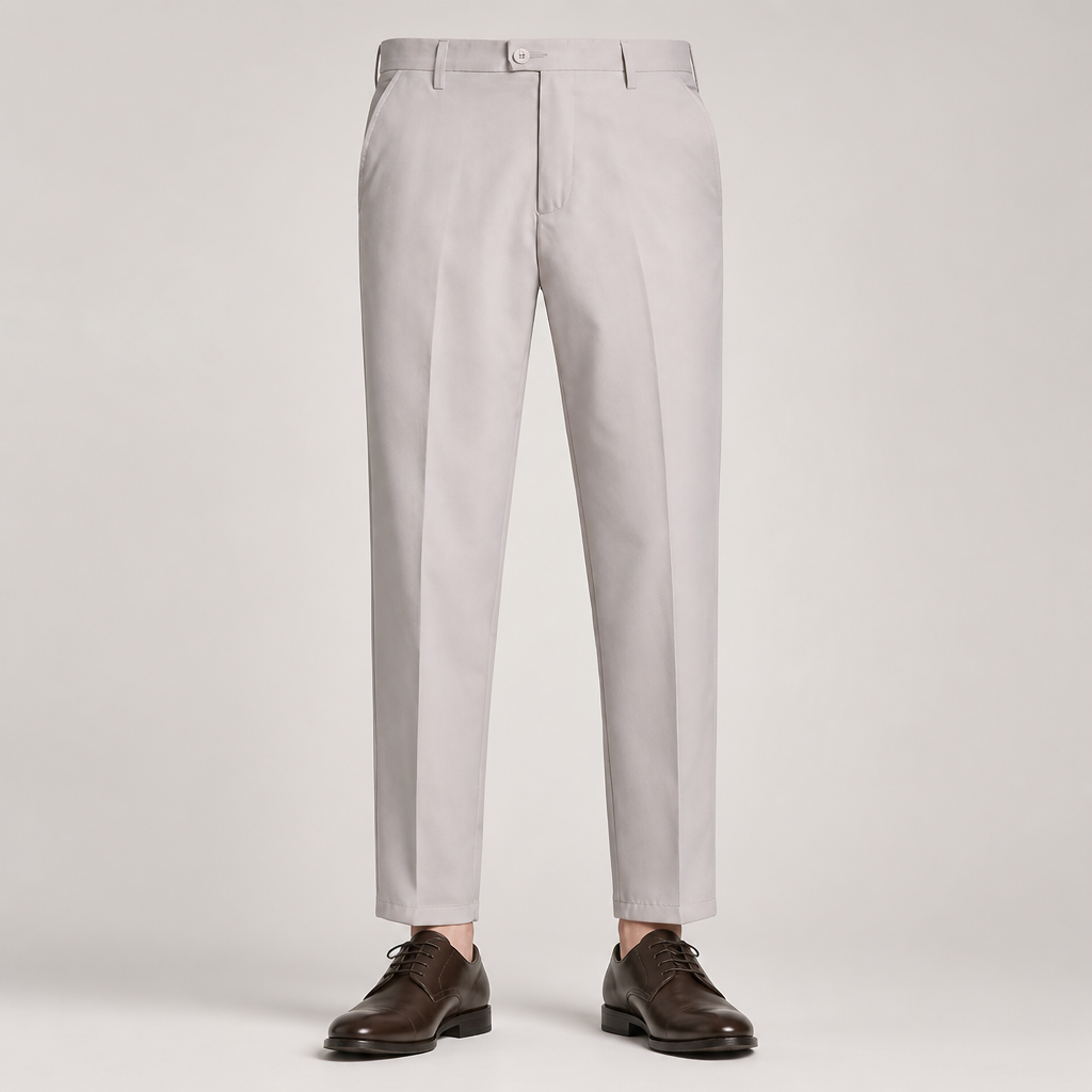 Joseph | Mens Slim Fit Straight Leg High Waisted Smart Casual Dress Pants, Light Gray