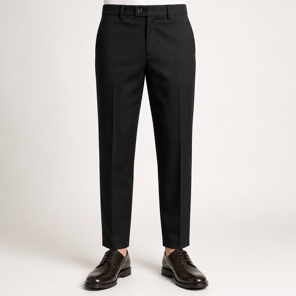 Joseph | Mens Slim Fit Straight Leg High Waisted Smart Casual Dress Pants, Black 2