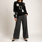 Josephine | Womens Checkerboard Knitted Jumper, Black