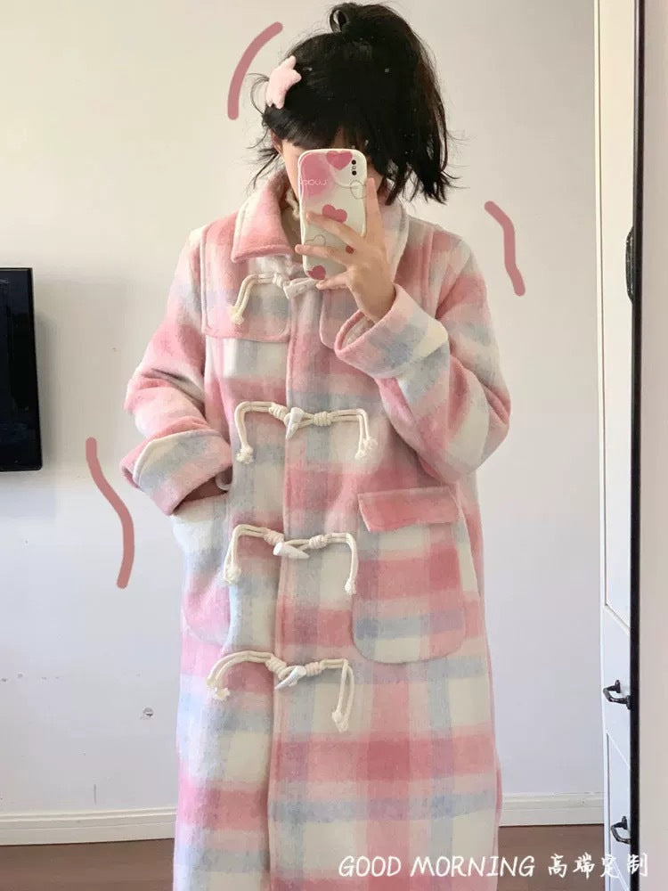 Josephine | Womens Plaid Duffle Coat Mid Length College Style - 1