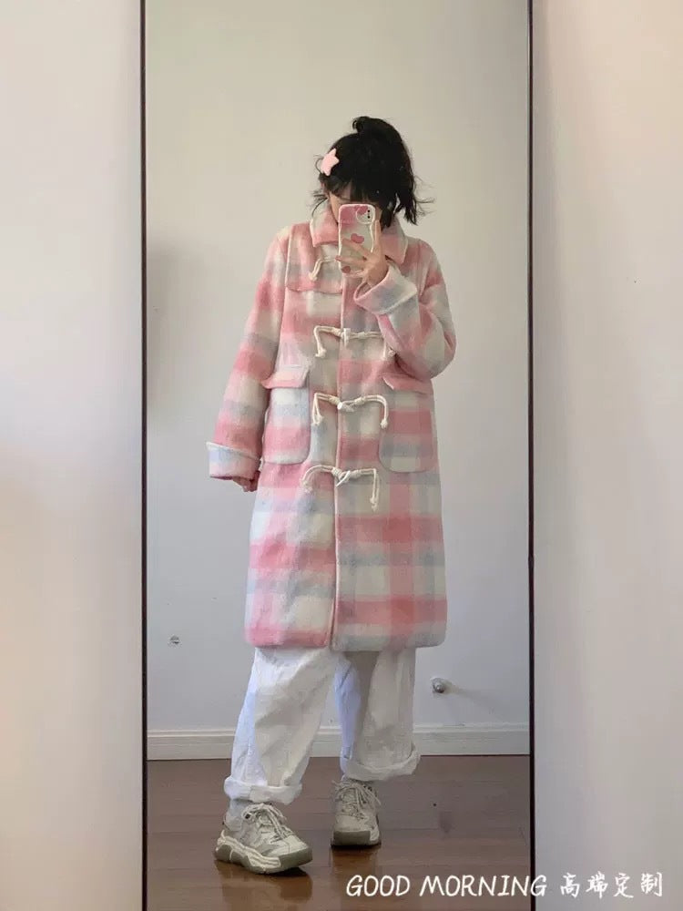 Josephine | Womens Plaid Duffle Coat Mid Length College Style - 4