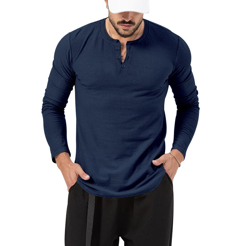 Josh | Mens Henley Long Sleeve Cotton Vintage Fitted Shirt