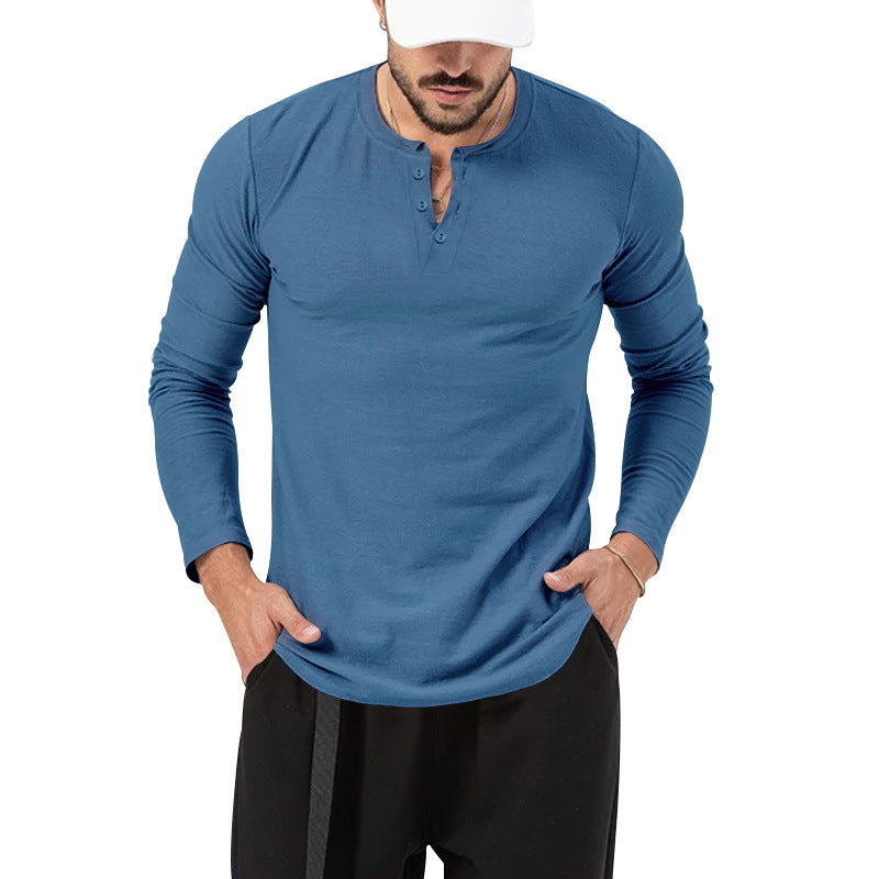 Josh | Mens Henley Long Sleeve Cotton Vintage Fitted Shirt