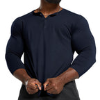 Josh | Mens Henley Long Sleeve Cotton Vintage Fitted Shirt