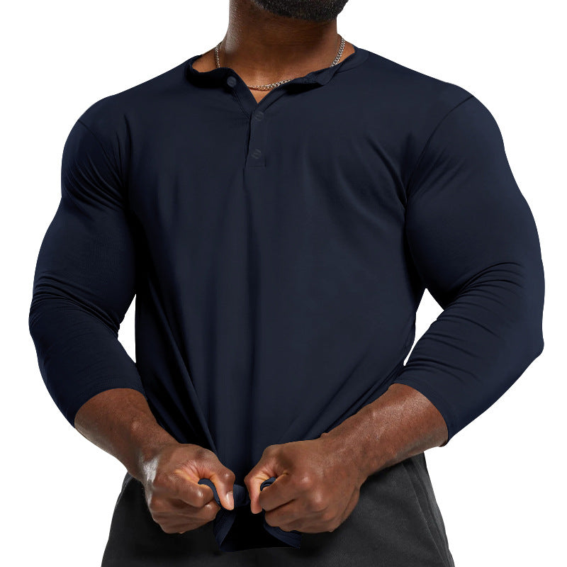 Josh | Mens Henley Long Sleeve Cotton Vintage Fitted Shirt