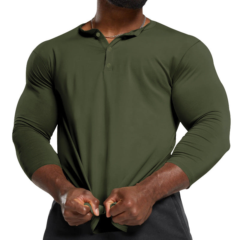 Josh | Mens Henley Long Sleeve Cotton Vintage Fitted Shirt