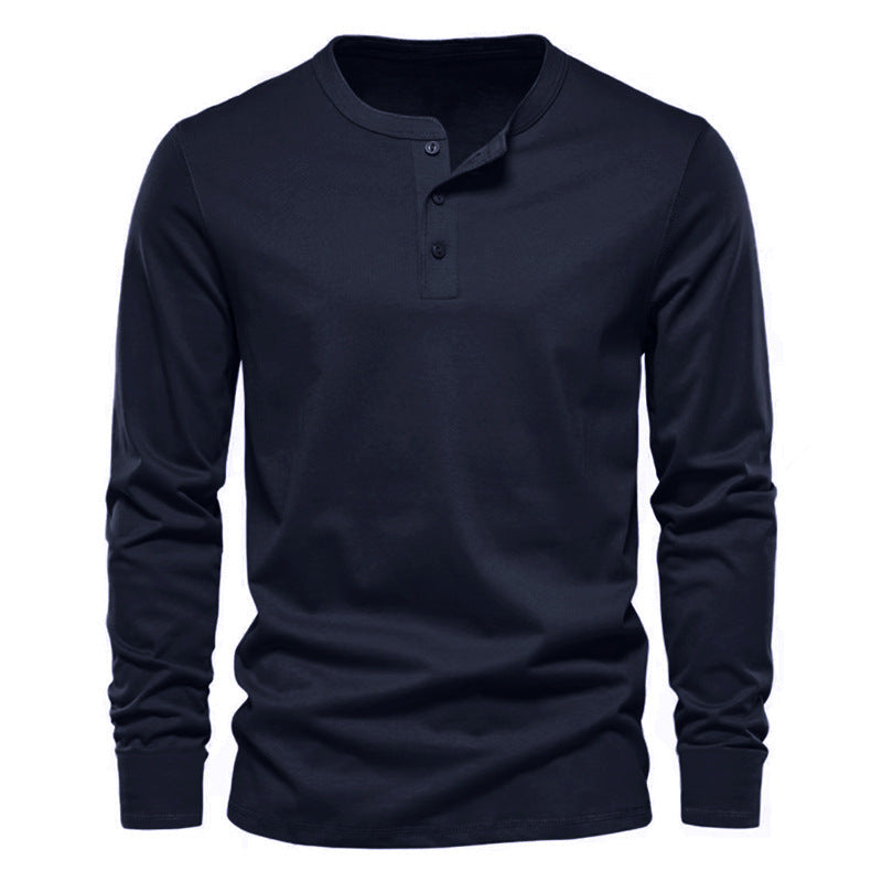 Josh | Mens Henley Long Sleeve Cotton Vintage Fitted Shirt