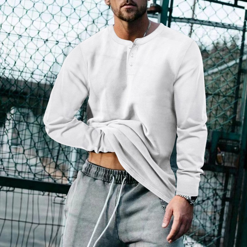 Josh | Mens Henley Long Sleeve Cotton Vintage Fitted Shirt