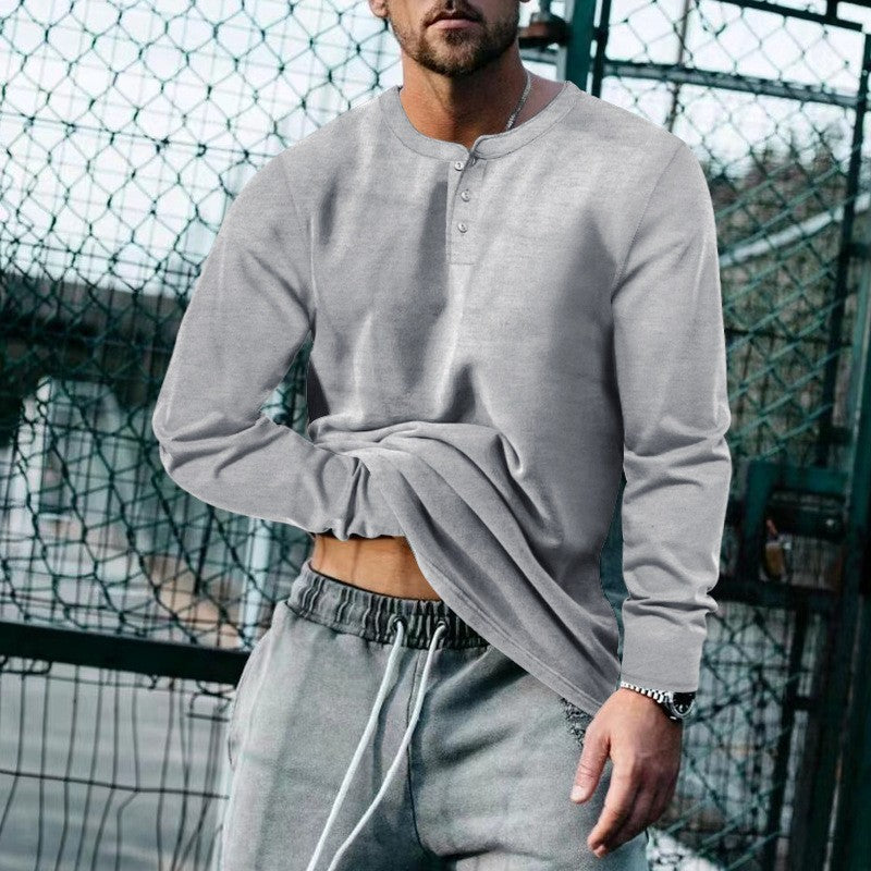 Josh | Mens Henley Long Sleeve Cotton Vintage Fitted Shirt