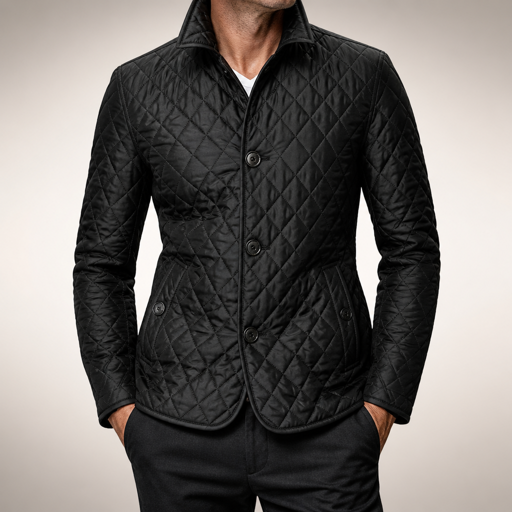 Joshua | Mens Winter Jacket Padded Warm Slim Fit Lapel Puffer Coat, Black