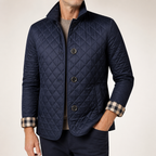 Joshua | Mens Winter Jacket Padded Warm Slim Fit Lapel Puffer Coat, Navy