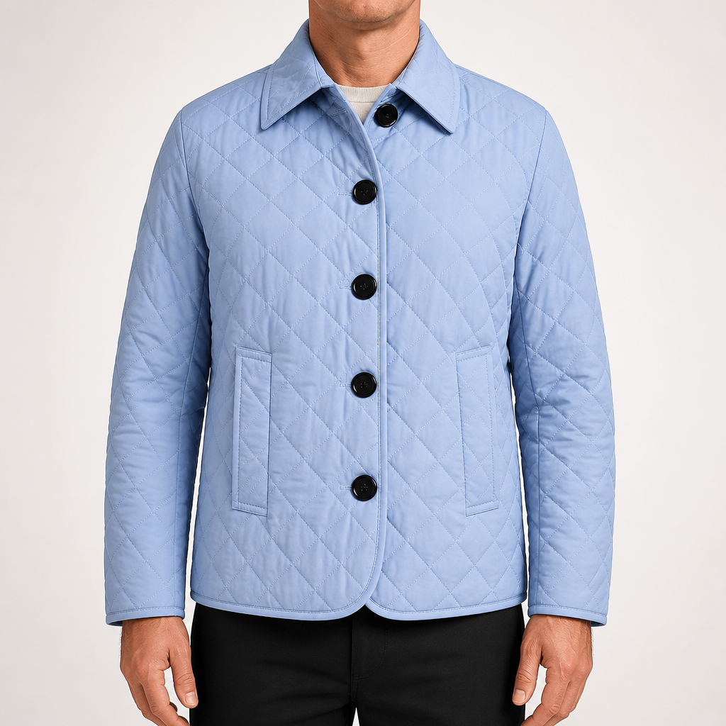 Joshua | Mens Winter Jacket Padded Warm Slim Fit Lapel Puffer Coat, Light Blue