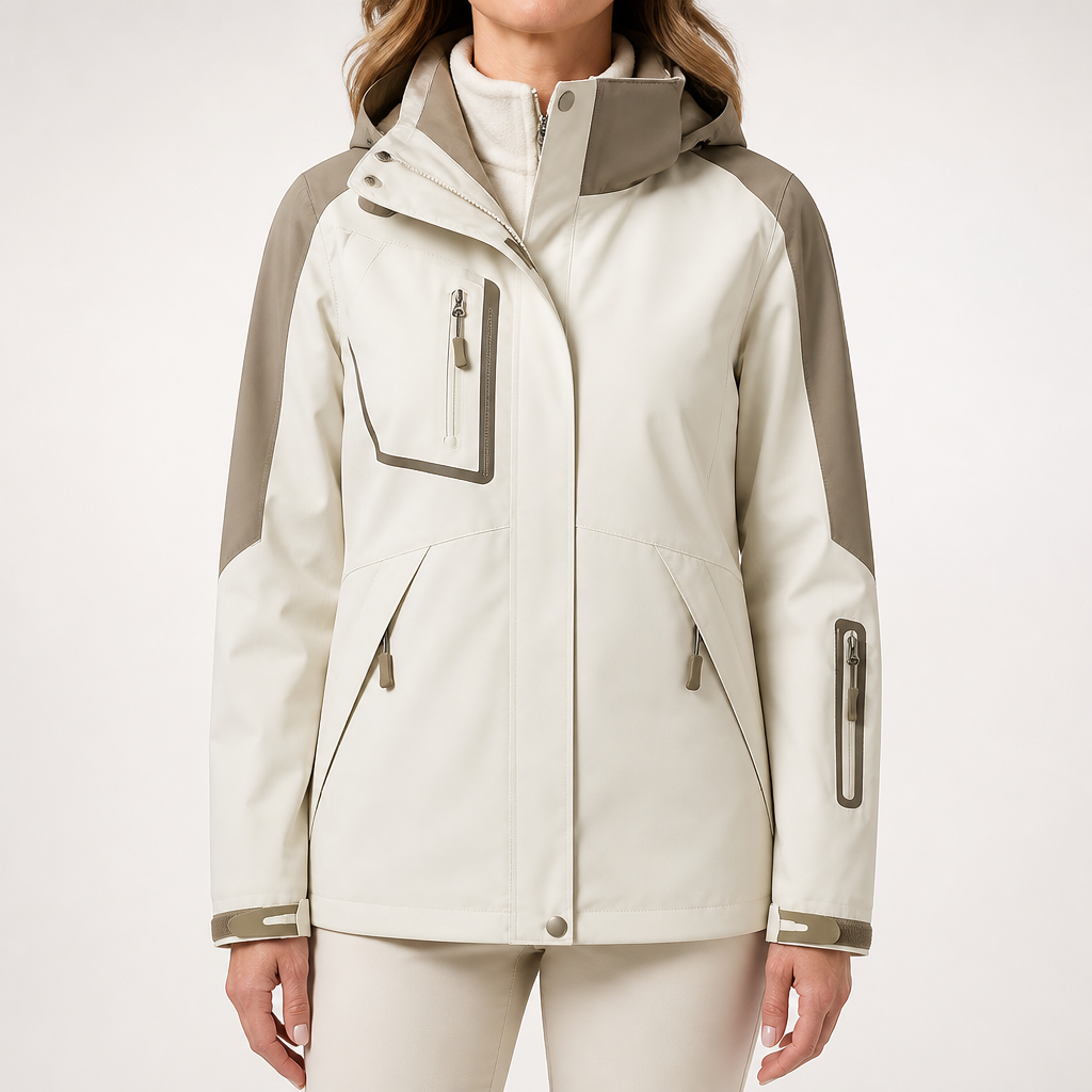Josie | Womens Ski Jacket Waterproof Windproof 3-in-1 Hooded Winter Coat, Ivory