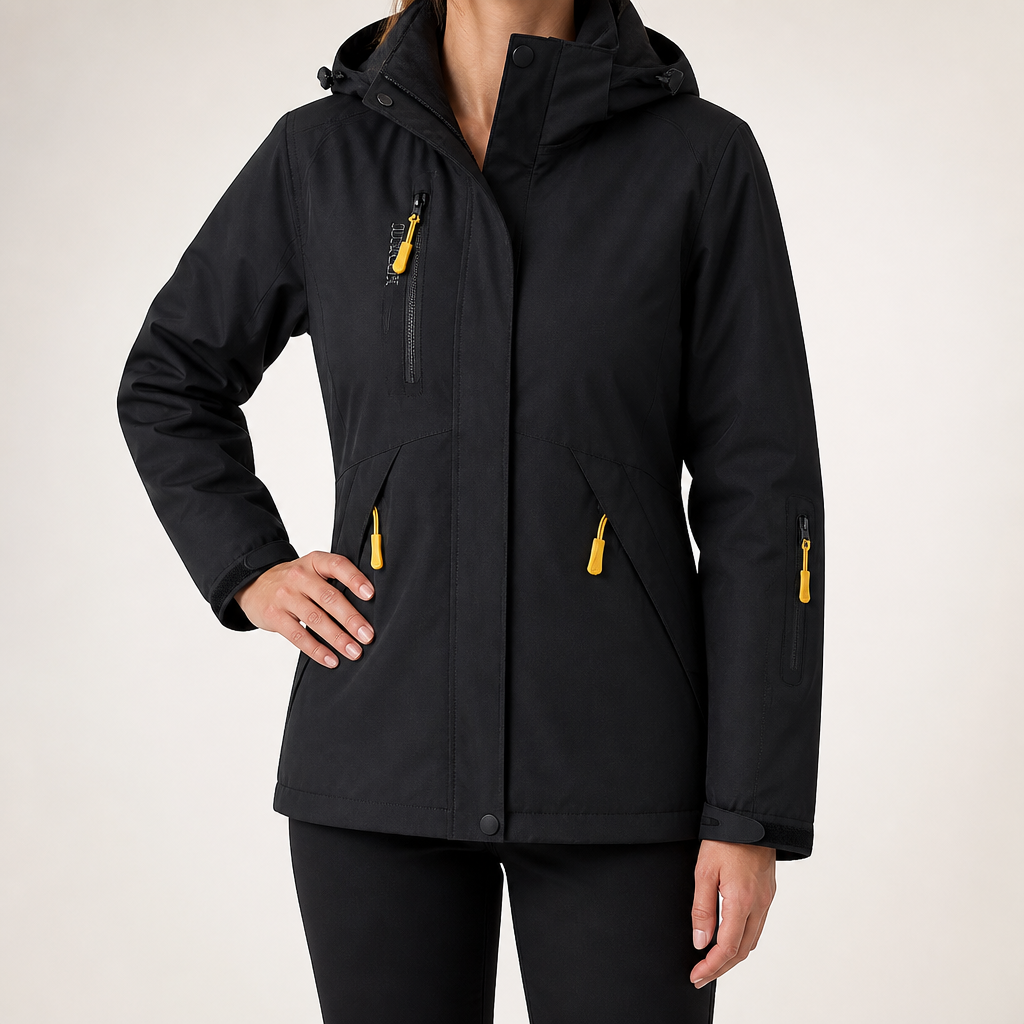 Josie | Womens Ski Jacket Waterproof Windproof 3-in-1 Hooded Winter Coat, Black