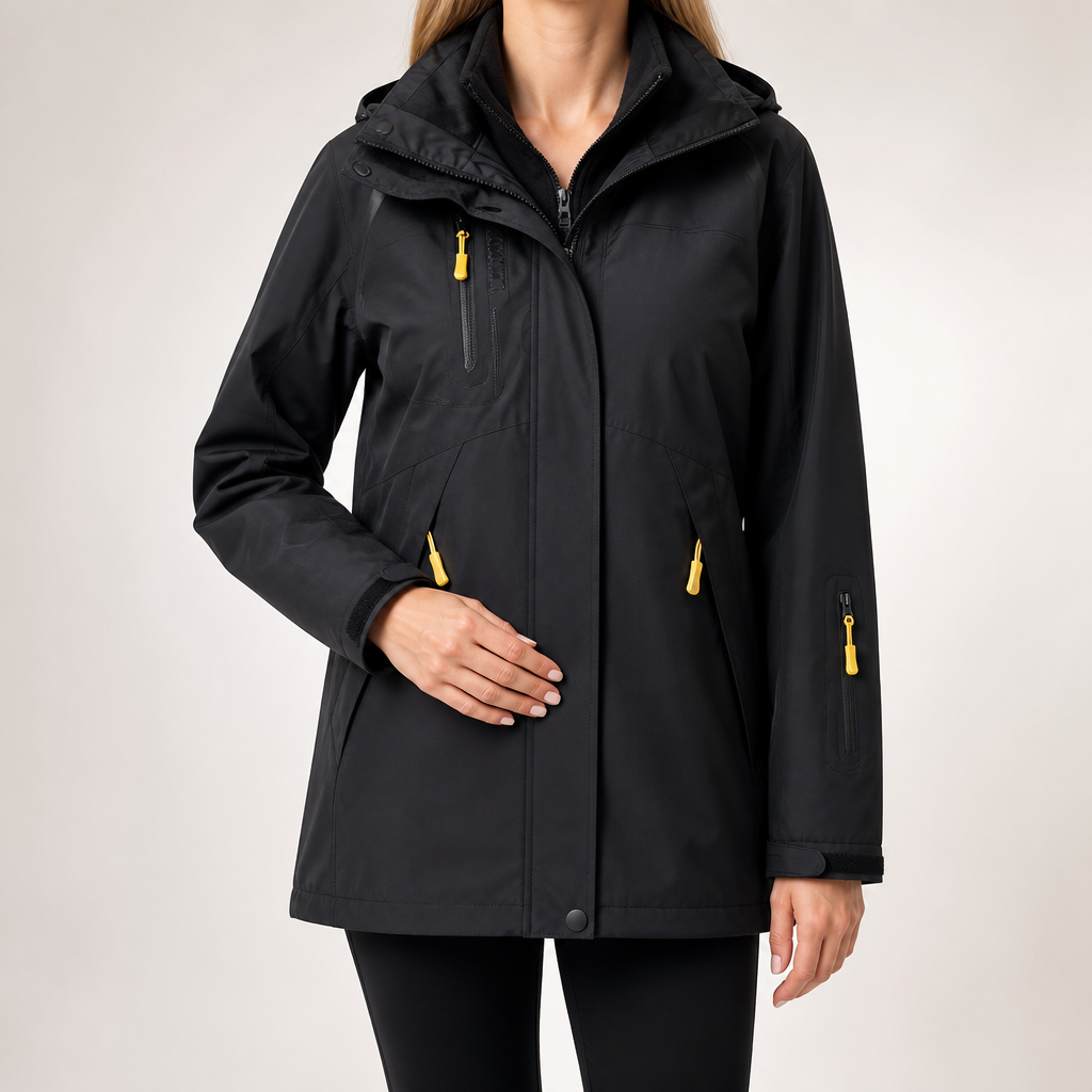 Josie | Womens Ski Jacket Waterproof Windproof 3-in-1 Hooded Winter Coat, Black 2
