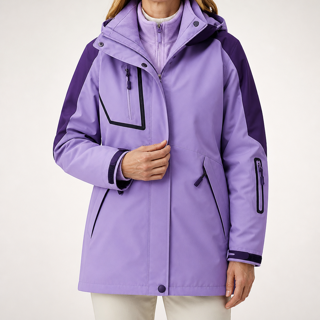 Josie | Womens Ski Jacket Waterproof Windproof 3-in-1 Hooded Winter Coat, Purple