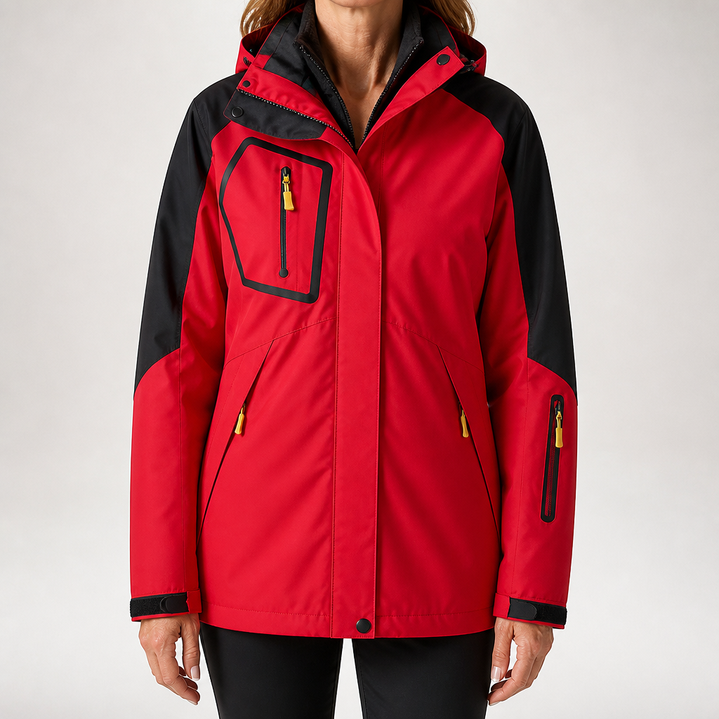 Josie | Womens Ski Jacket Waterproof Windproof 3-in-1 Hooded Winter Coat, Red