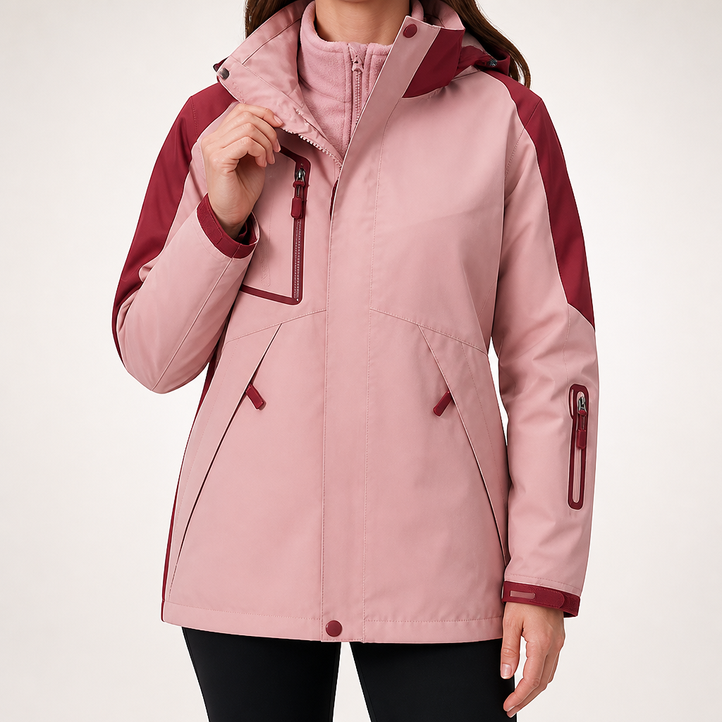 Josie | Womens Ski Jacket Waterproof Windproof 3-in-1 Hooded Winter Coat, Pink