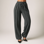Judd | Womens Wide Leg High Waisted Pleated Palazzo Casual Trousers, Dark Grey
