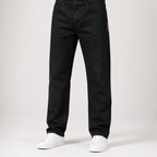 Jules | Mens Straight Leg Loose Washed Retro Jeans, Black