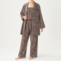 Julia | Womens Cotton Button Up Long Sleeve Loungewear Pajama Set, Brown