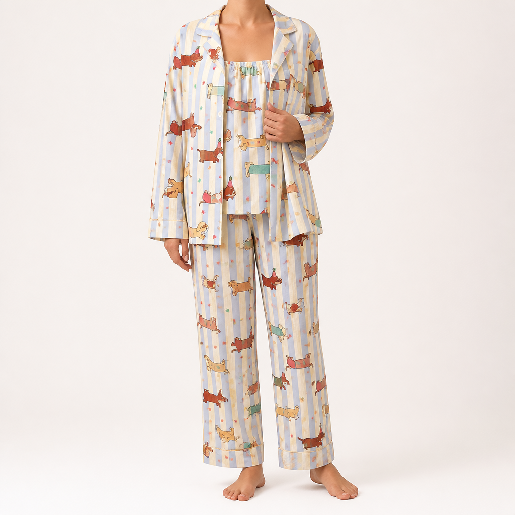 Julia | Womens Cotton Button Up Long Sleeve Loungewear Pajama Set, White 4