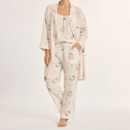 Julia | Womens Cotton Button Up Long Sleeve Loungewear Pajama Set, Ivory 4