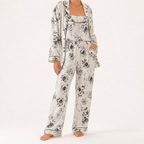 Julia | Womens Cotton Button Up Long Sleeve Loungewear Pajama Set, White 6