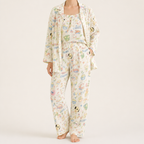 Julia | Womens Cotton Button Up Long Sleeve Loungewear Pajama Set, Cream 9