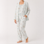 Julia | Womens Cotton Button Up Long Sleeve Loungewear Pajama Set, Ivory 10