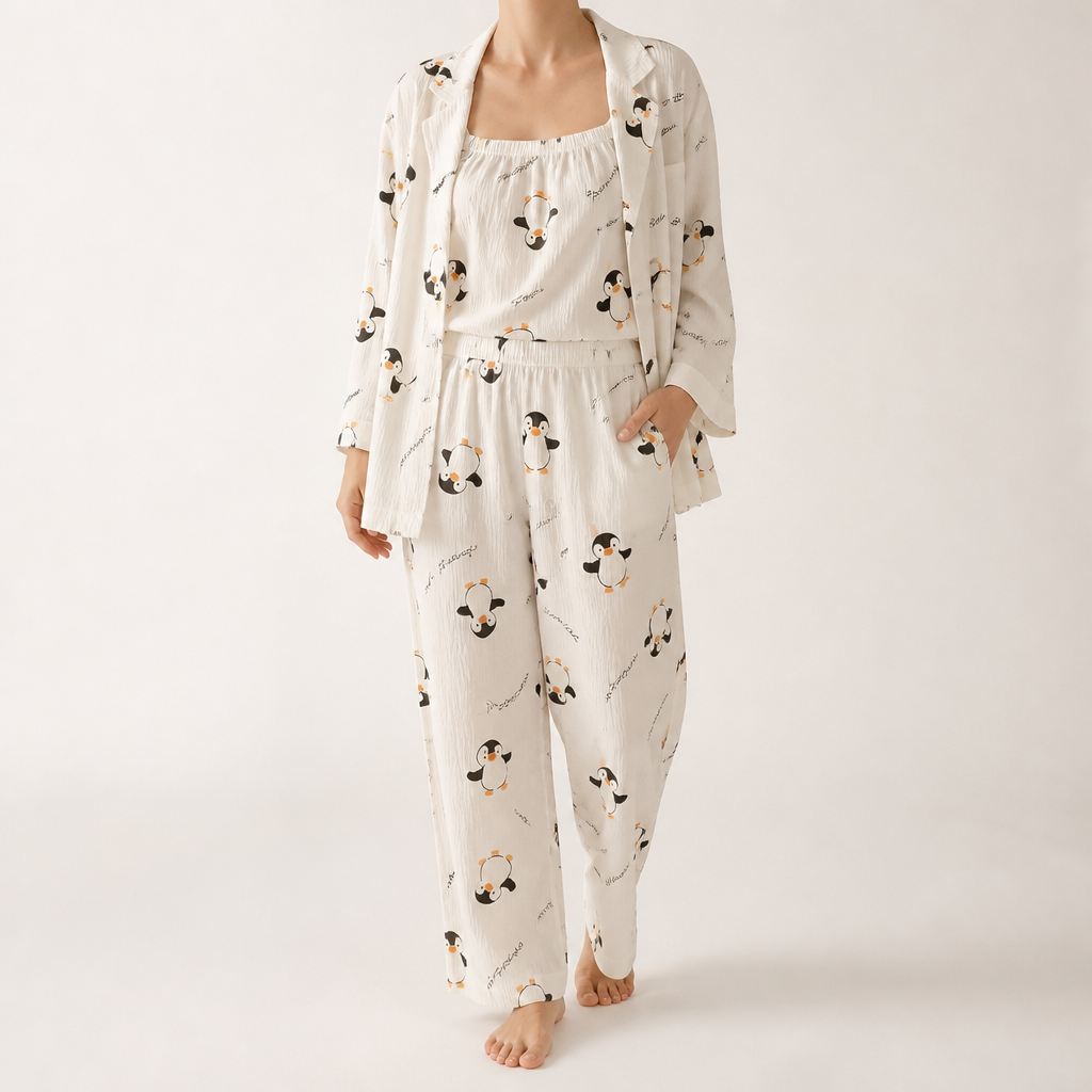 Julia | Womens Cotton Button Up Long Sleeve Loungewear Pajama Set, Cream 10