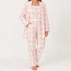Julia | Womens Cotton Button Up Long Sleeve Loungewear Pajama Set, Pink 5