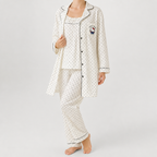 Julia | Womens Cotton Button Up Long Sleeve Loungewear Pajama Set, Grey