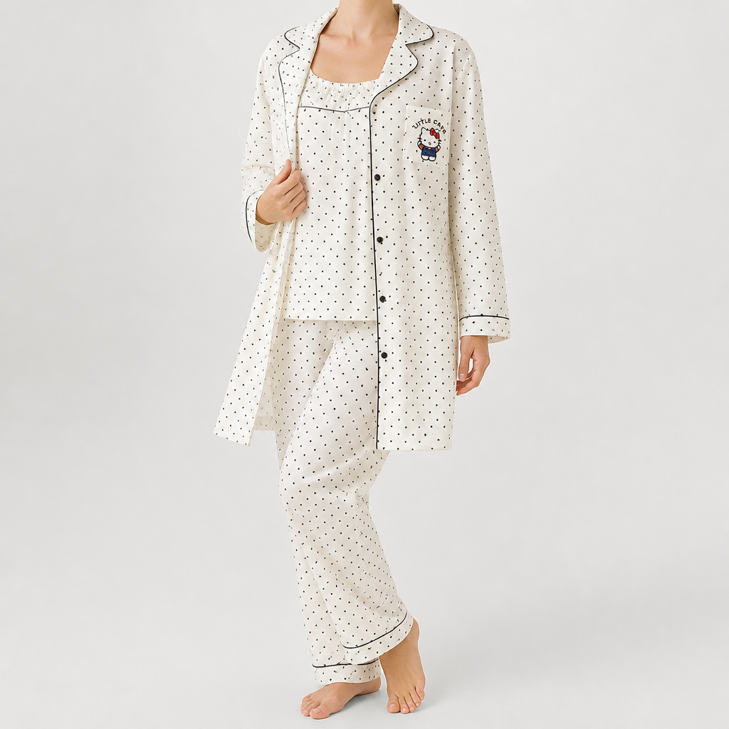 Julia | Womens Cotton Button Up Long Sleeve Loungewear Pajama Set, Grey