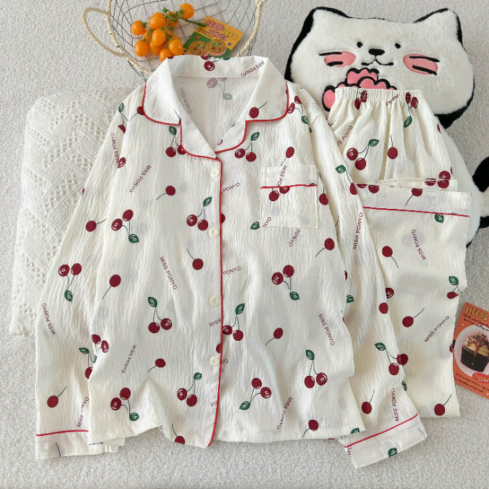 Julia | Womens Cotton Button Up Long Sleeve Loungewear Pajama Set