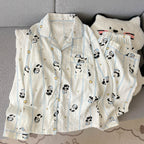 Julia | Womens Cotton Button Up Long Sleeve Loungewear Pajama Set