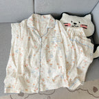Julia | Womens Cotton Button Up Long Sleeve Loungewear Pajama Set