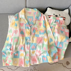 Julia | Womens Cotton Button Up Long Sleeve Loungewear Pajama Set