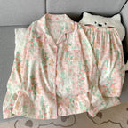 Julia | Womens Cotton Button Up Long Sleeve Loungewear Pajama Set