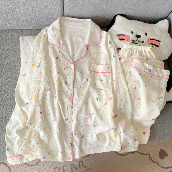 Julia | Womens Cotton Button Up Long Sleeve Loungewear Pajama Set