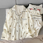 Julia | Womens Cotton Button Up Long Sleeve Loungewear Pajama Set
